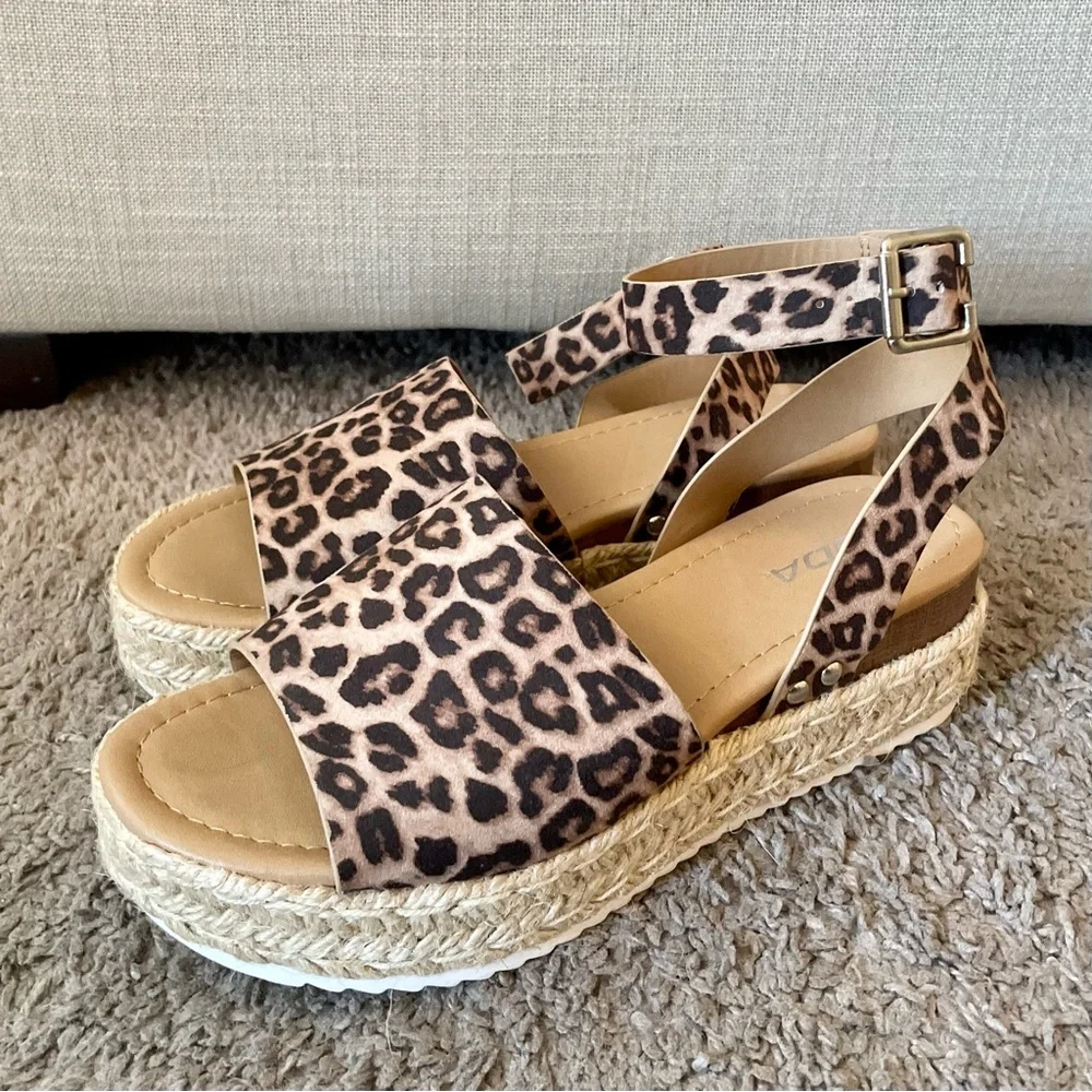 Soda Leopard Espadrille Platform Sandal